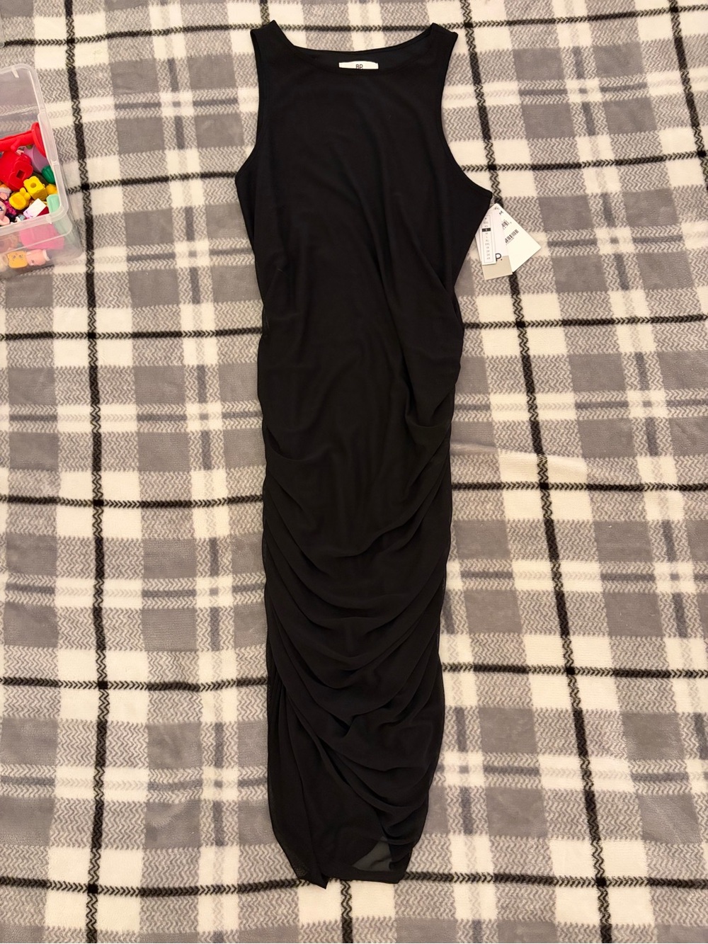 bp Black Ruched Flattering Maxi Dress NWT